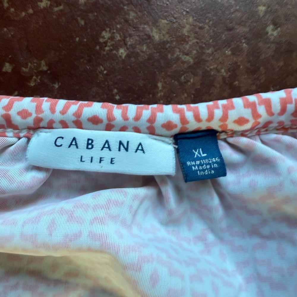 Cabana Life Coral and White Tunic coverup size XL - Picture 3 of 3